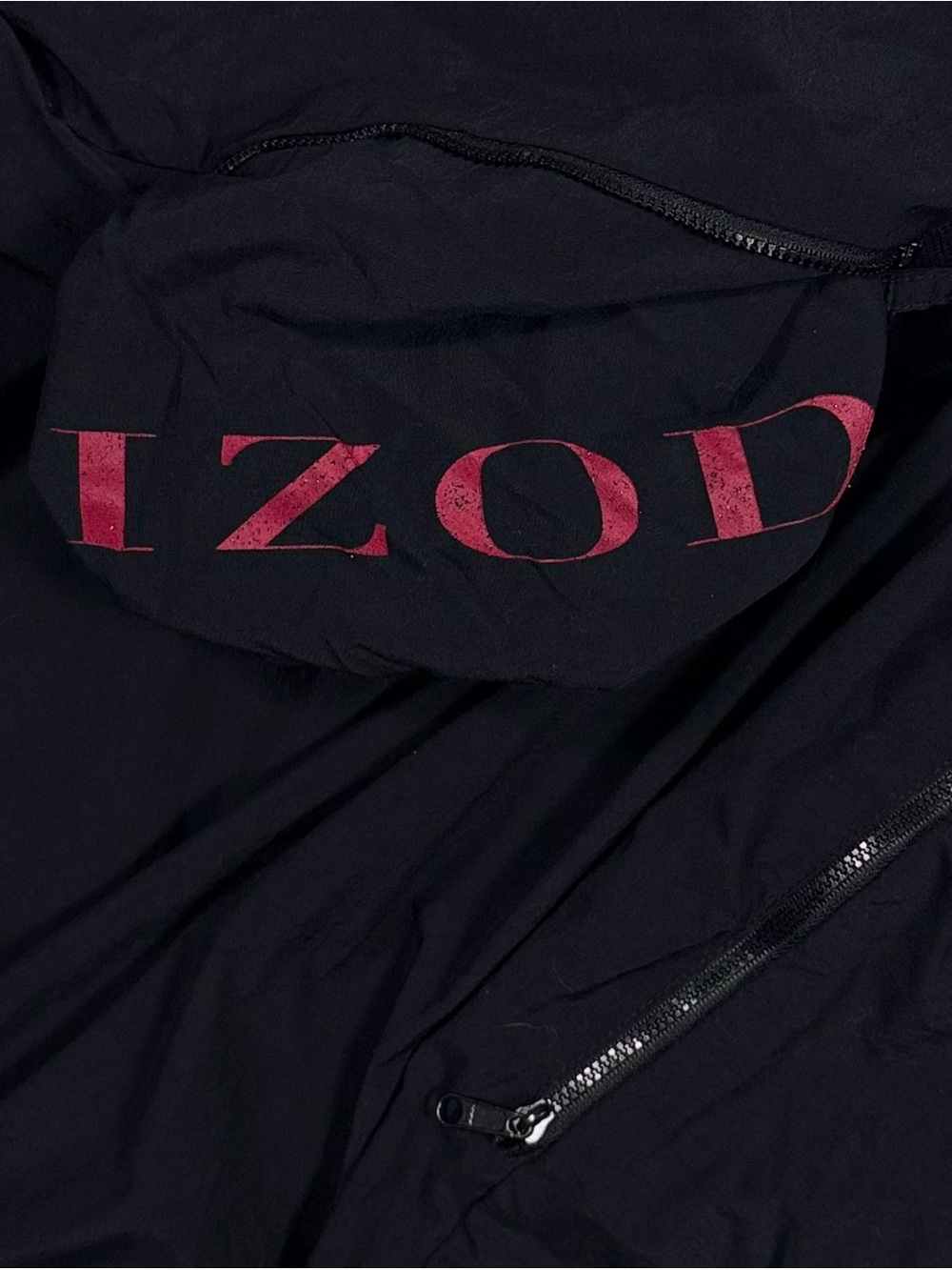 Vtg 90s IZOD black green embroidered logo microfiber windbreaker pullover men XL - Picture 8 of 8